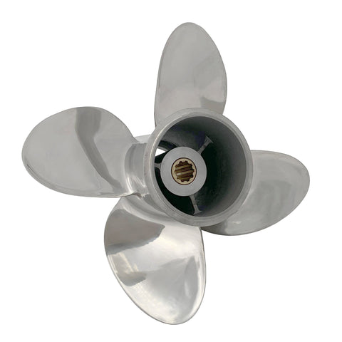 Boat Propeller Propeller 9.9x9 Fit Tohatsu/Mercury  4 Blades 25HP-30HP Engines Stainless Steel 10 Tooth Spline RH